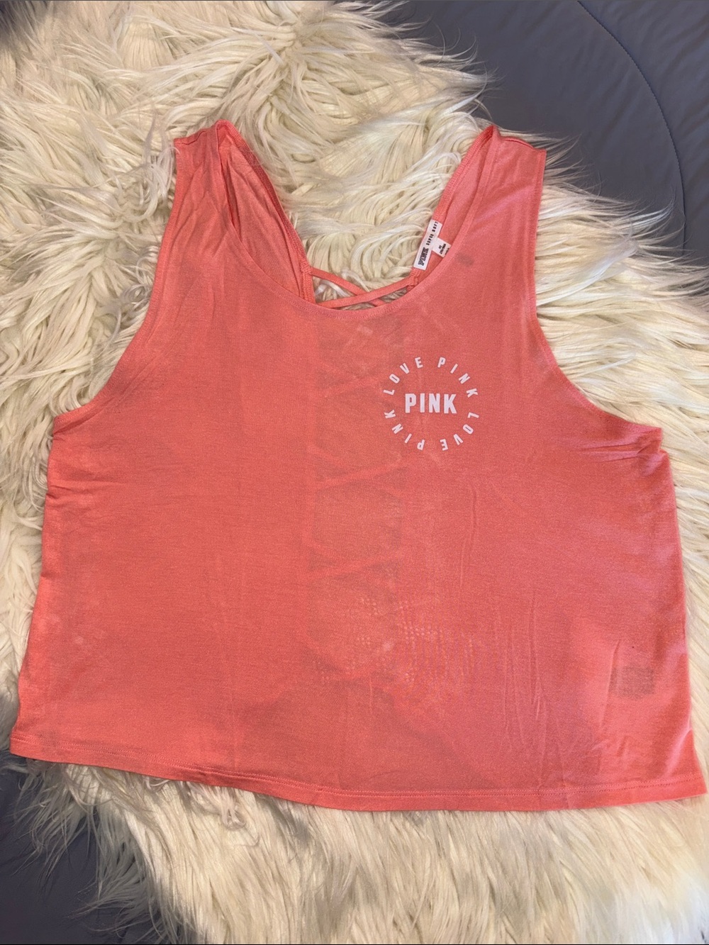 PINK Victoria's Secret Coral Crop Tank with Logo